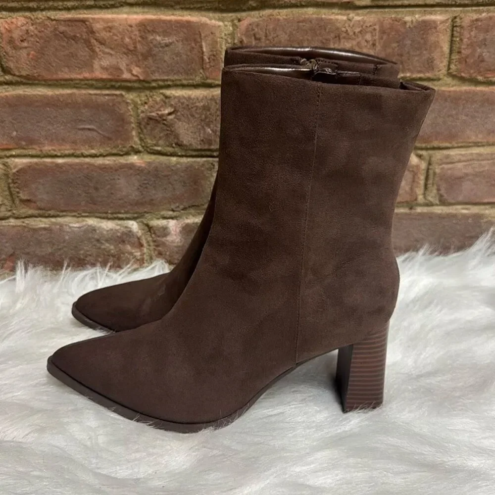 A New Day Women’s Chocolate Brown Suede Pointed Toe Bootie Sz 8.5